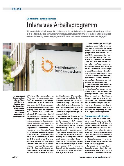 Vorschauseite 1: Gemeinsamer Bundesausschuss: Intensives Arbeitsprogramm