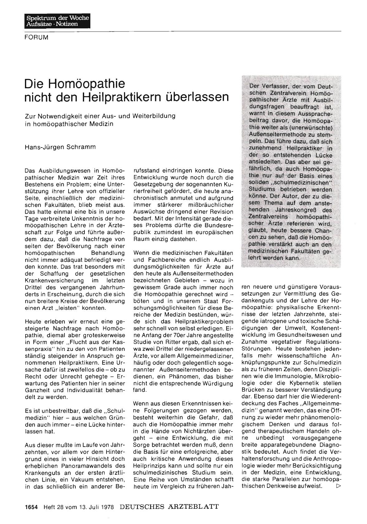 Vorschauseite 1: Die Homöopathie nicht den Heilpraktikern überlassen