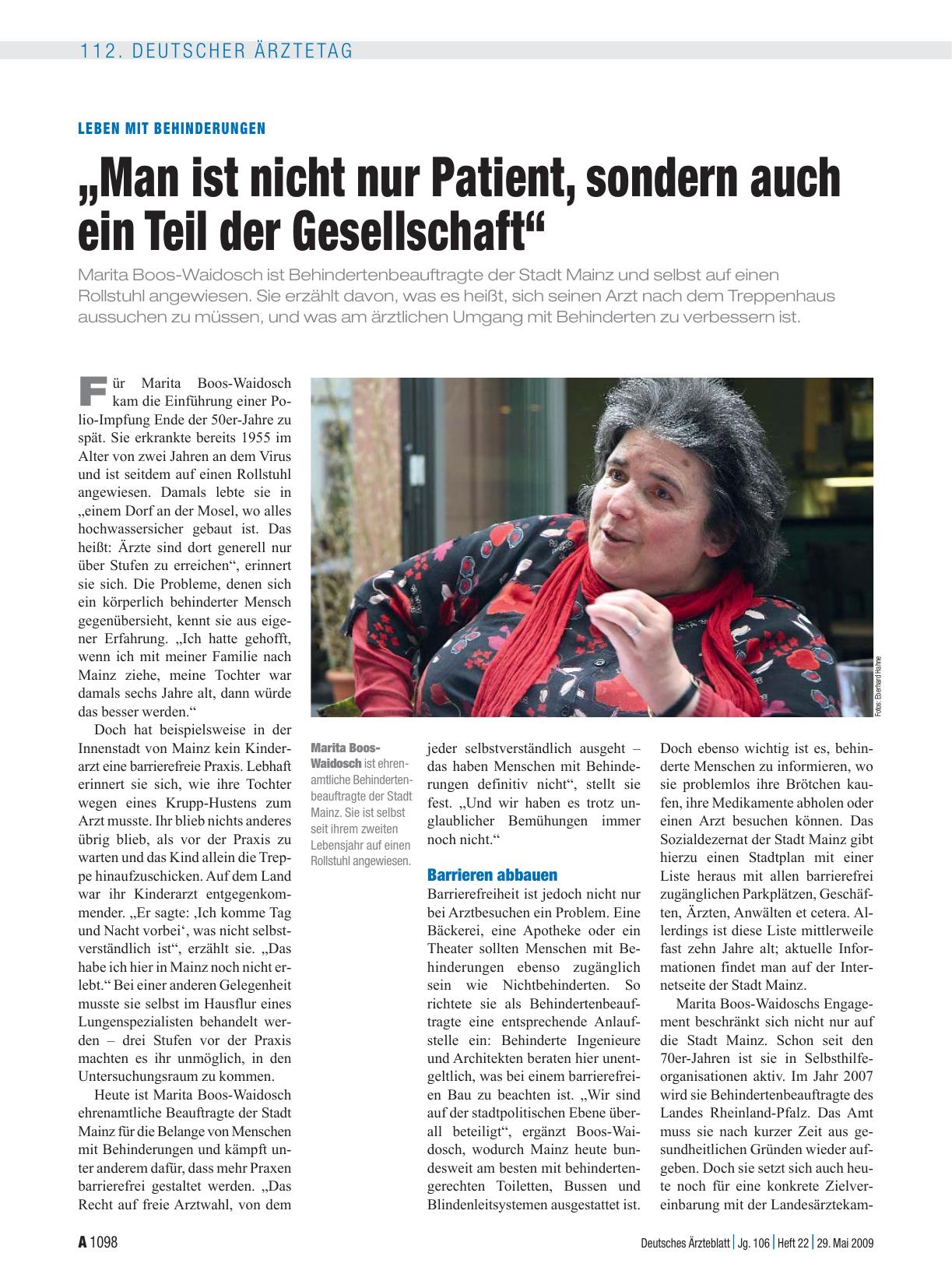 Vorschauseite 1: Leben mit Behinderungen: „Man ist nicht nur Patient, sondern auch ein Teil der Gesellschaft“