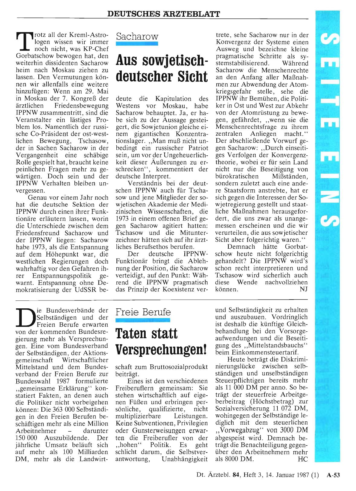 Vorschauseite 1: Freie Berufe: Taten statt Versprechungen!