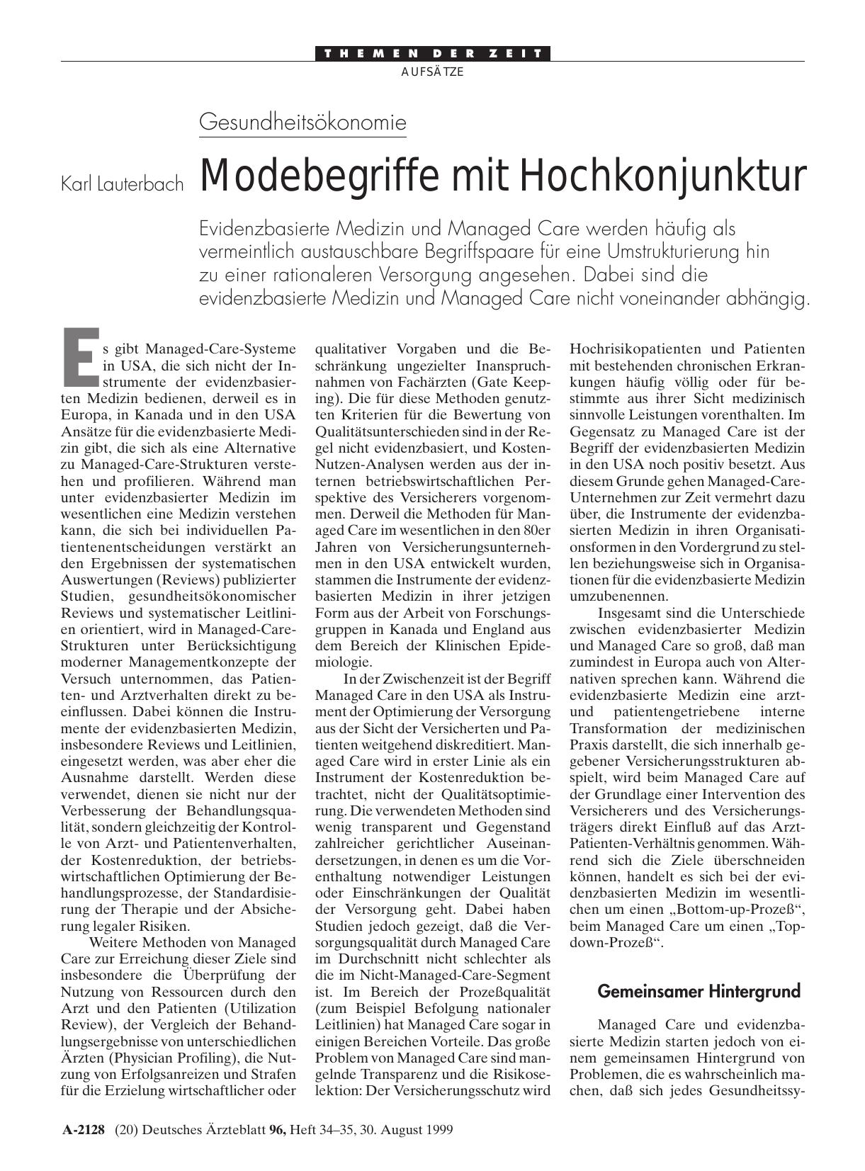 Vorschauseite 1: Gesundheitsökonomie: Modebegriffe mit Hochkonjunktur