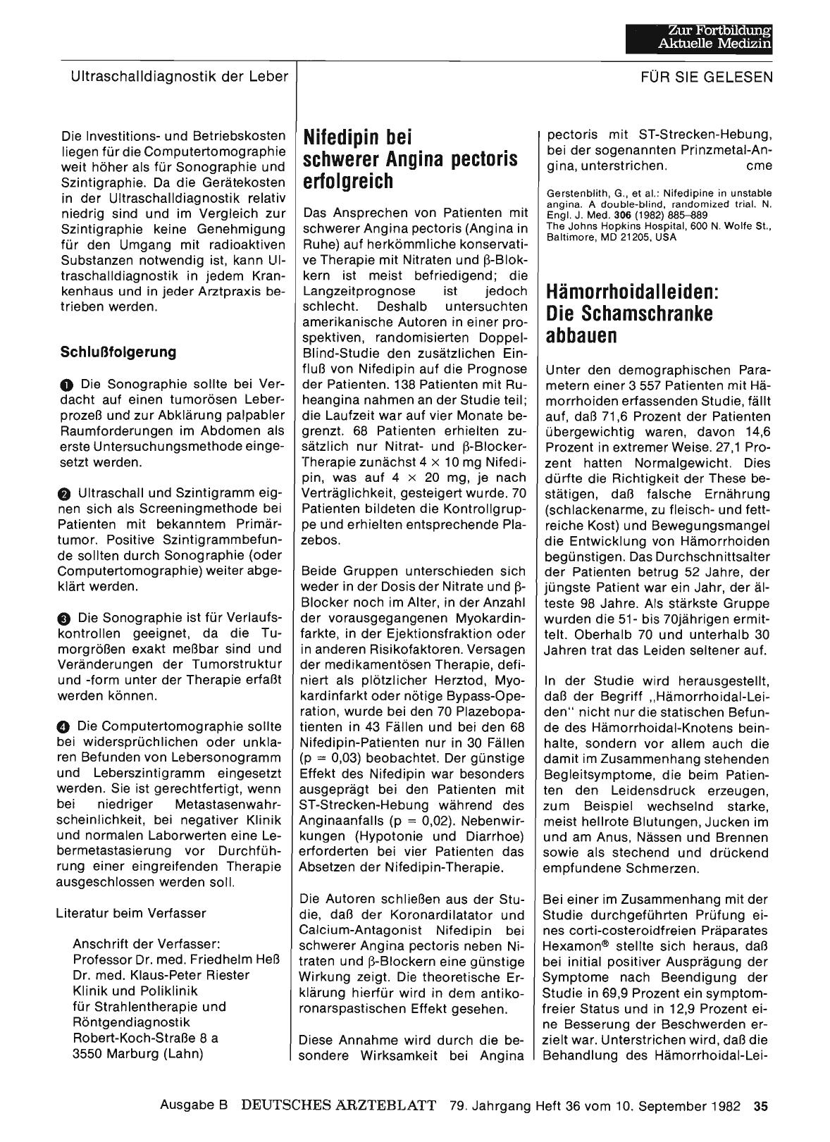 Vorschauseite 1: Nifedipin bei schwerer Angina pectoris erfolgreich