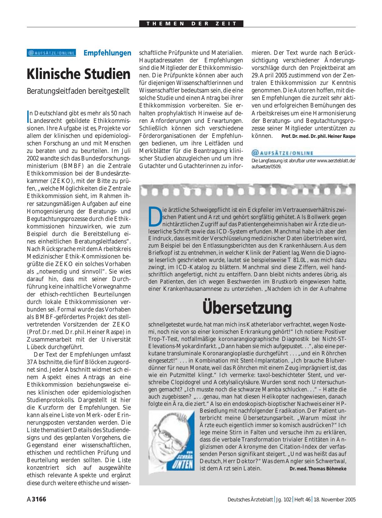 Vorschauseite 1: Empfehlungen: Klinische Studien – Beratungsleitfaden bereitgestellt