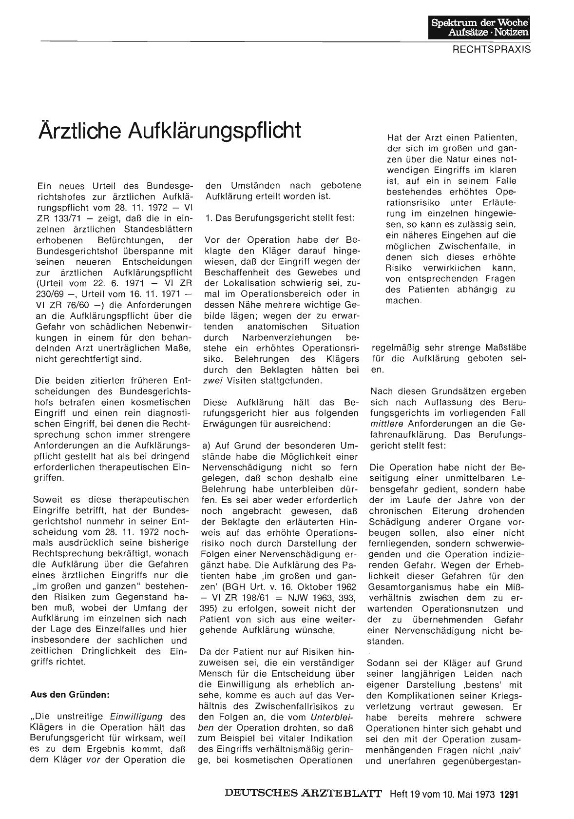 Vorschauseite 1: Ärztliche Aufklärungspflicht