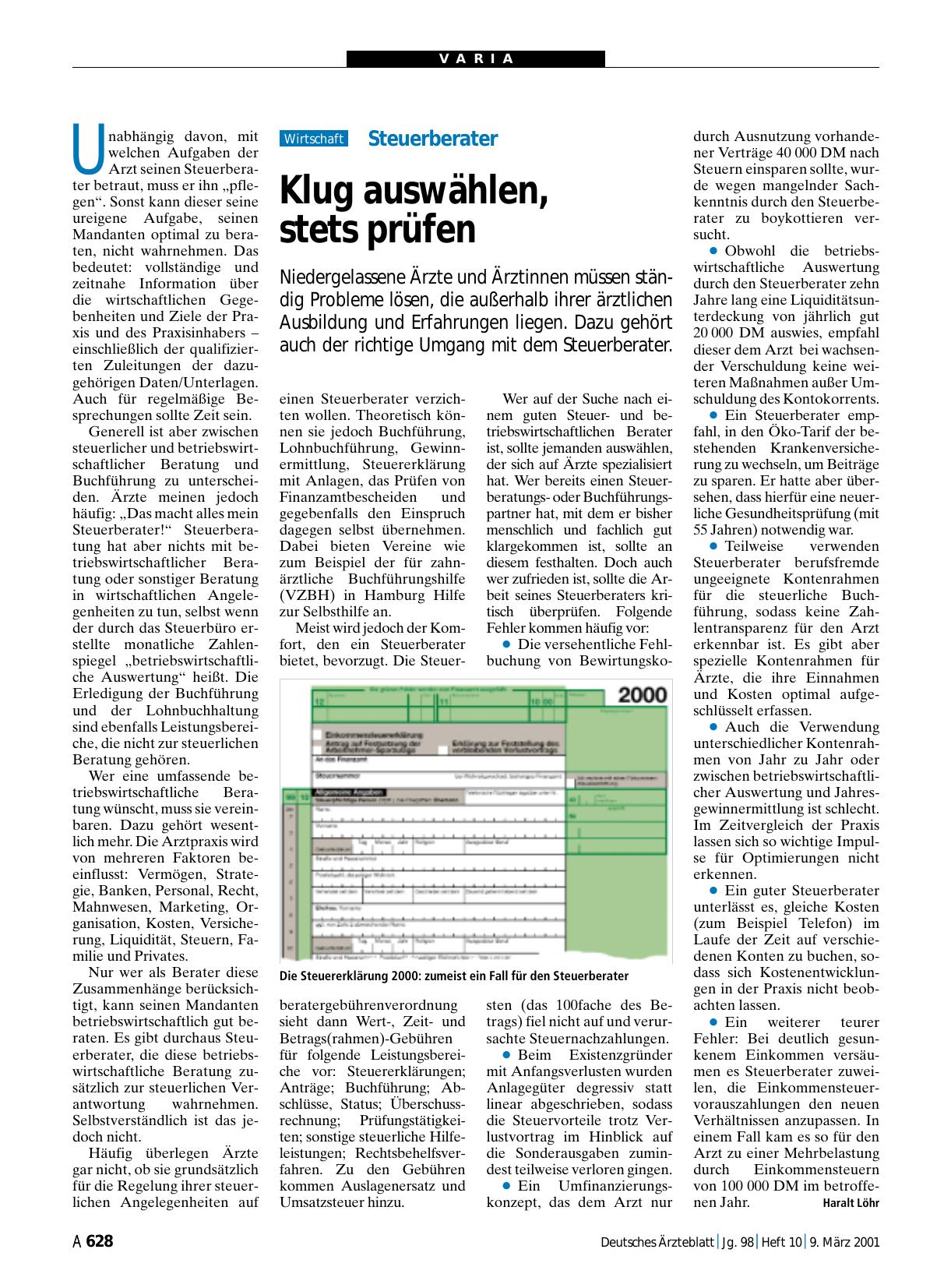 Vorschauseite 1: Steuerberater: Klug auswählen, stets prüfen