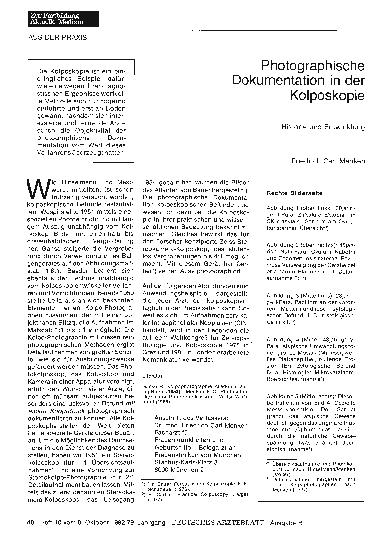 Vorschauseite 1: Photographische Dokumentation in der Kolposkopie: Historie und Entwicklung