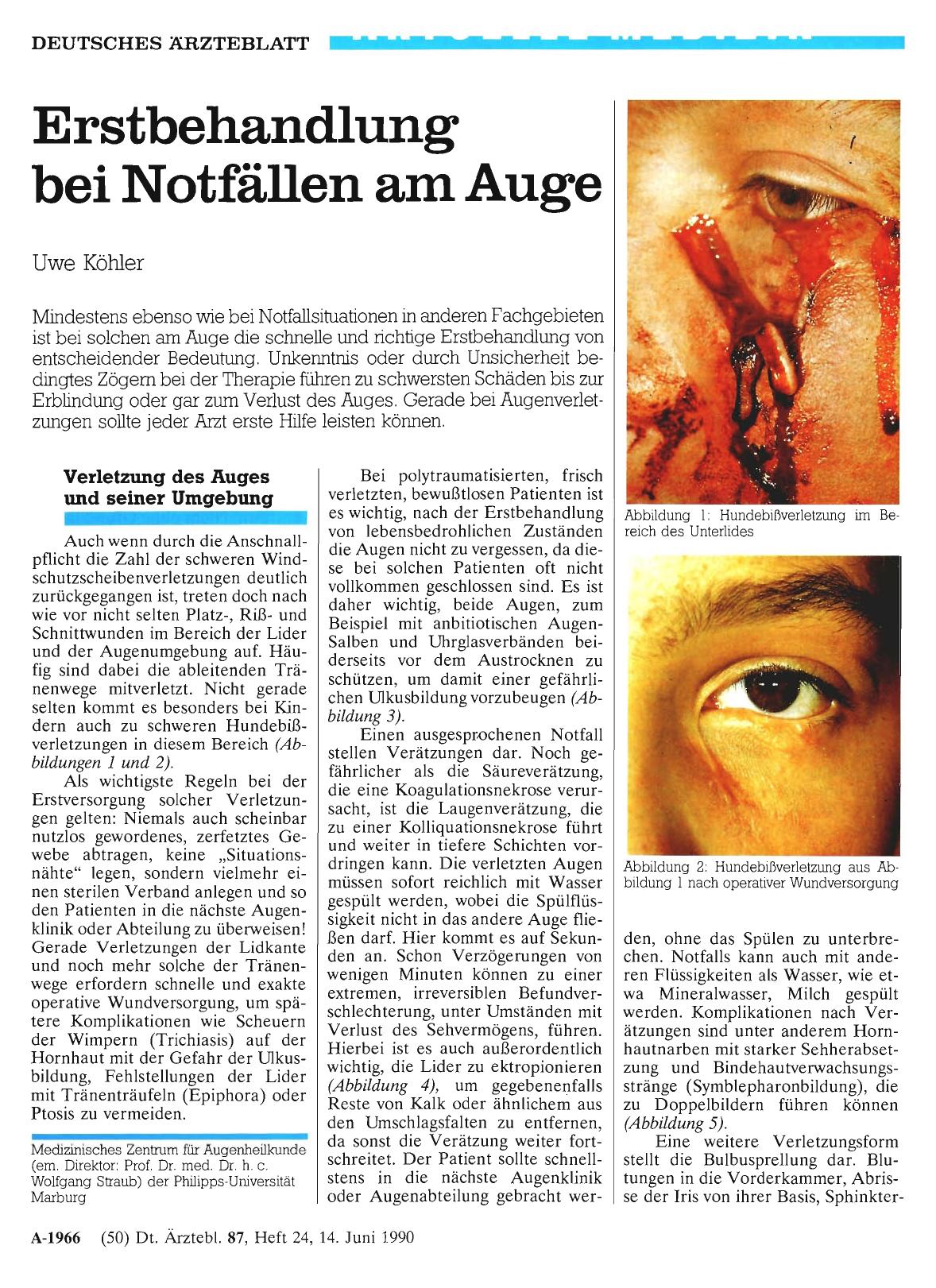 Vorschauseite 1: Erstbehandlung bei Notfällen am Auge