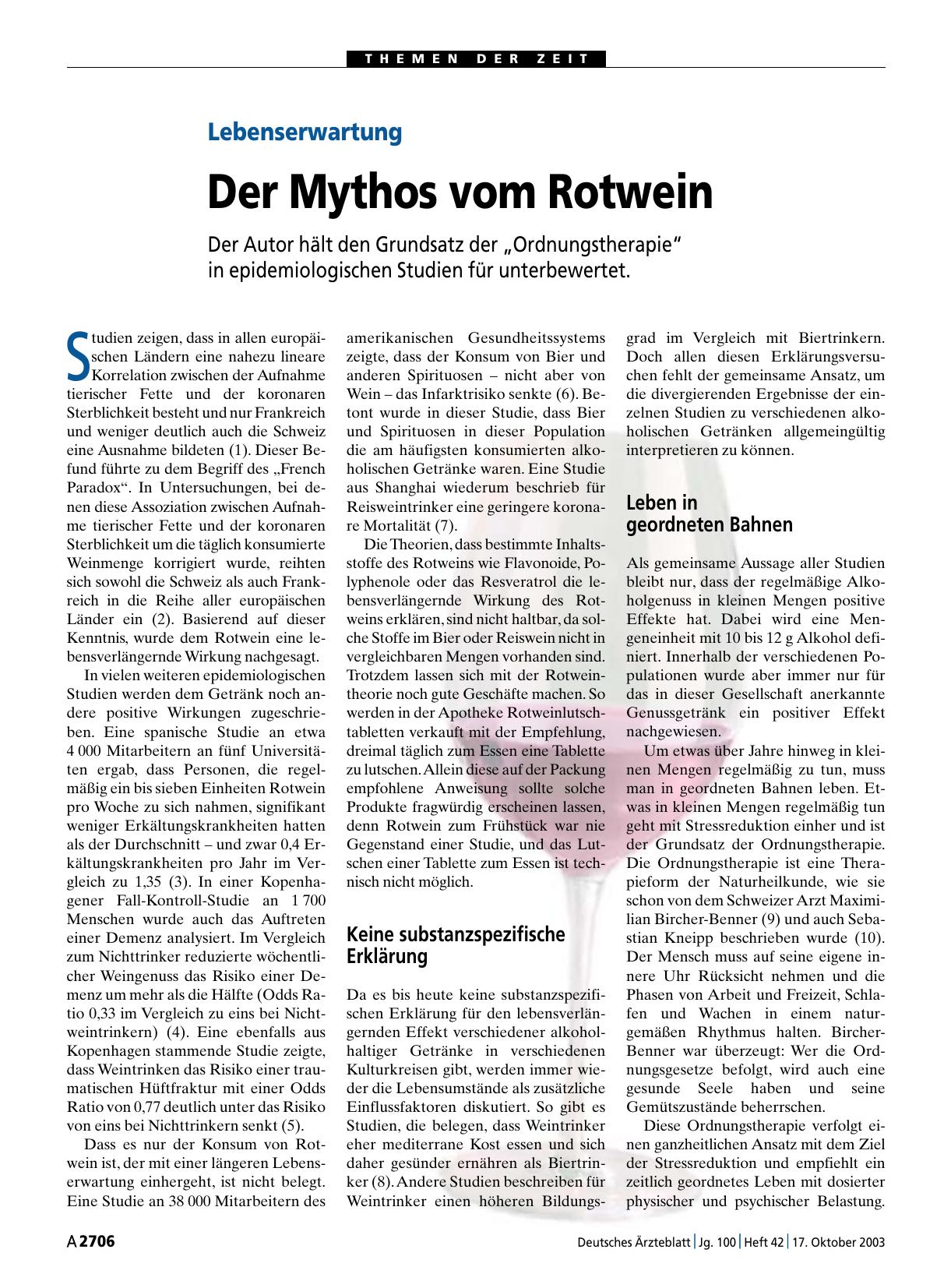 Vorschauseite 1: Lebenserwartung: Der Mythos vom Rotwein