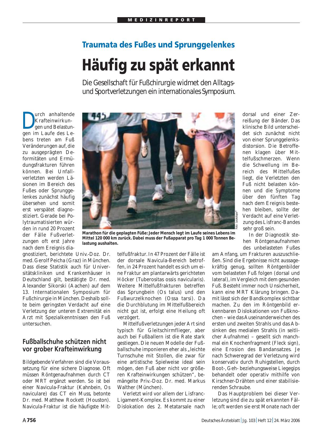 Vorschauseite 1: Traumata des Fußes und Sprunggelenkes: Häufig zu spät erkannt
