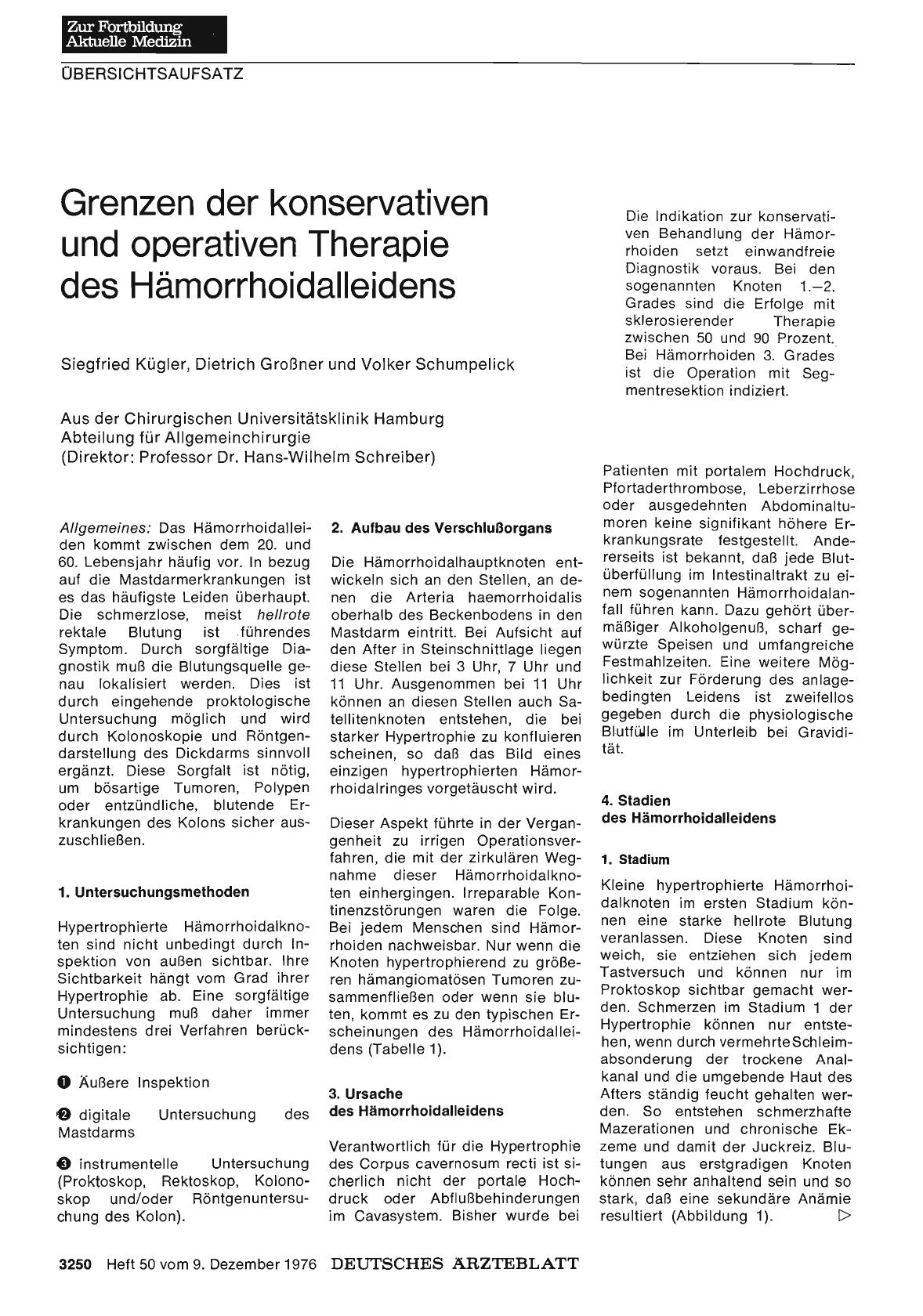 Vorschauseite 1: Grenzen der konservativen und operativen Therapie des Hämorrhoidalleidens