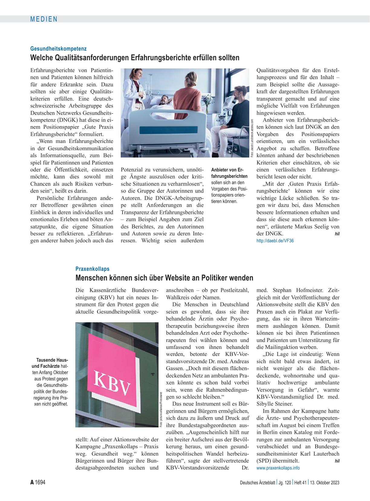 Vorschauseite 1: Gesundheitskompetenz: Welche Qualitätsanforderungen Erfahrungsberichte erfüllen sollten