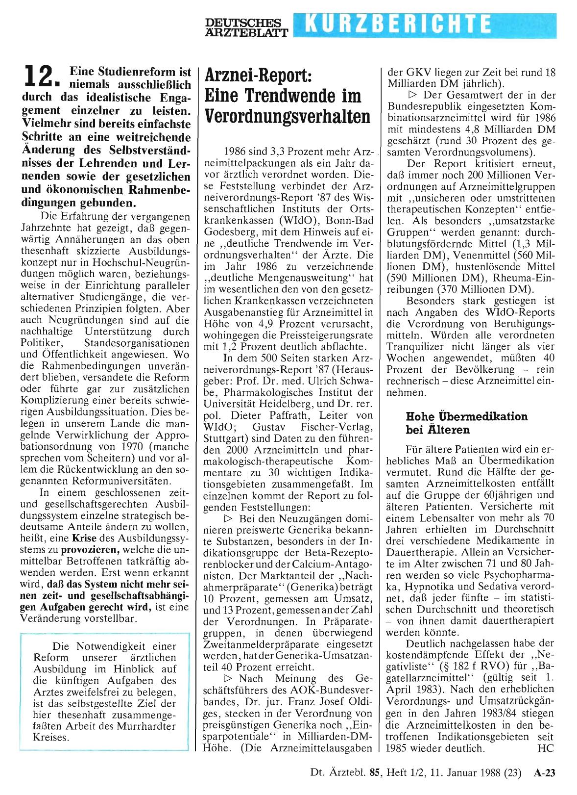 Vorschauseite 1: Arznei-Report: Eine Trendwende im Verordnungsverhalten