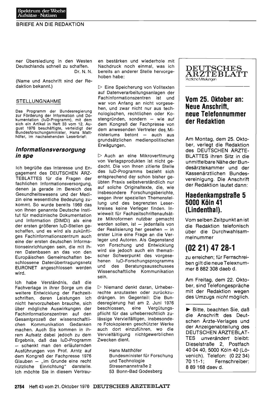 Vorschauseite 1: STELLUNGNAHME: Informationsversorgung in spe