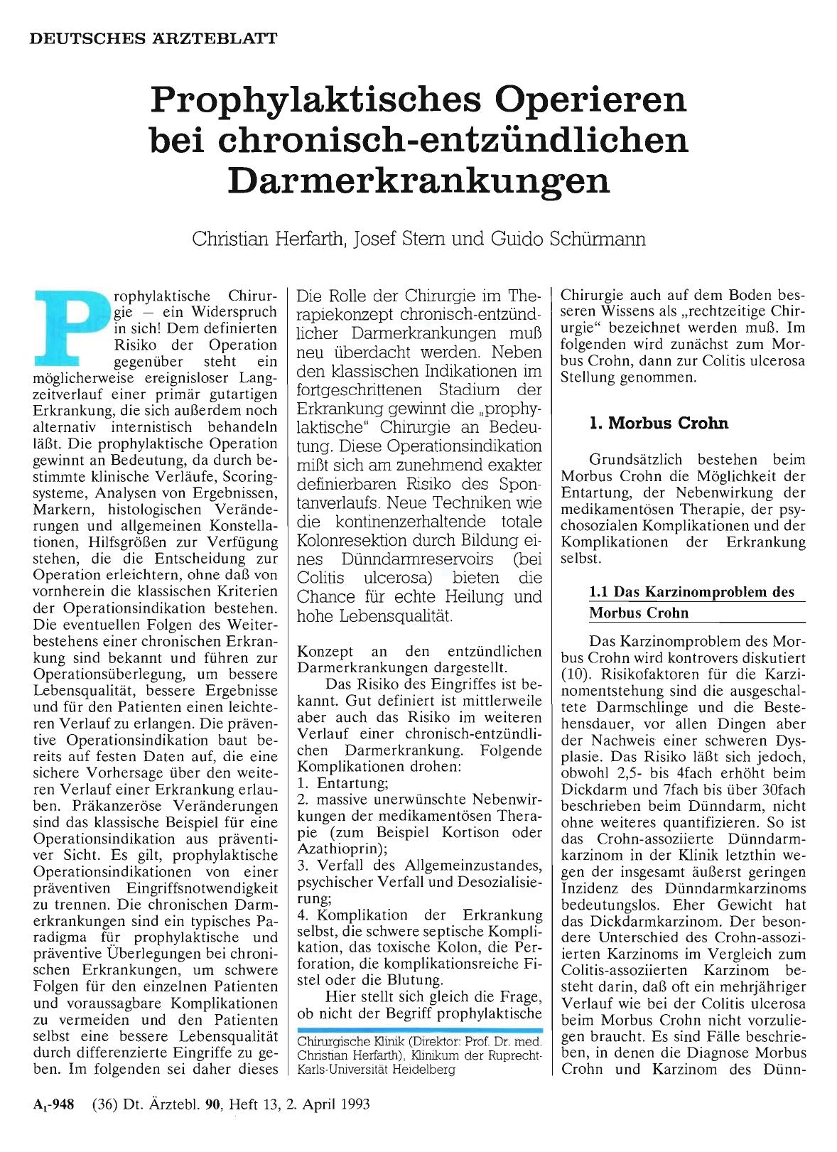 Vorschauseite 1: Prophylaktisches Operieren bei chronisch-entzündlichen Darmerkrankungen