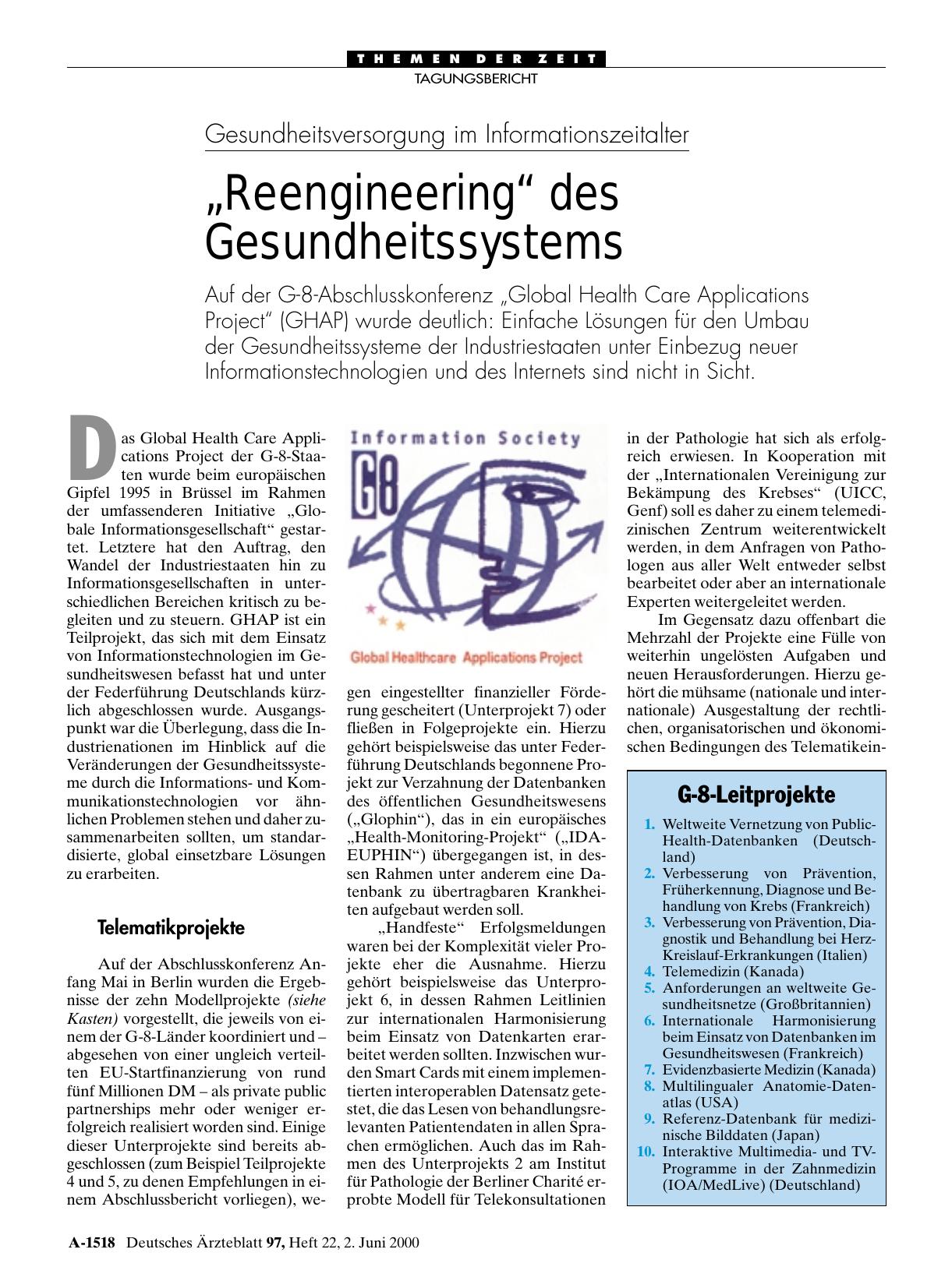 Vorschauseite 1: Gesundheitsversorgung im Informationszeitalter: „Reengineering“ des Gesundheitssystems