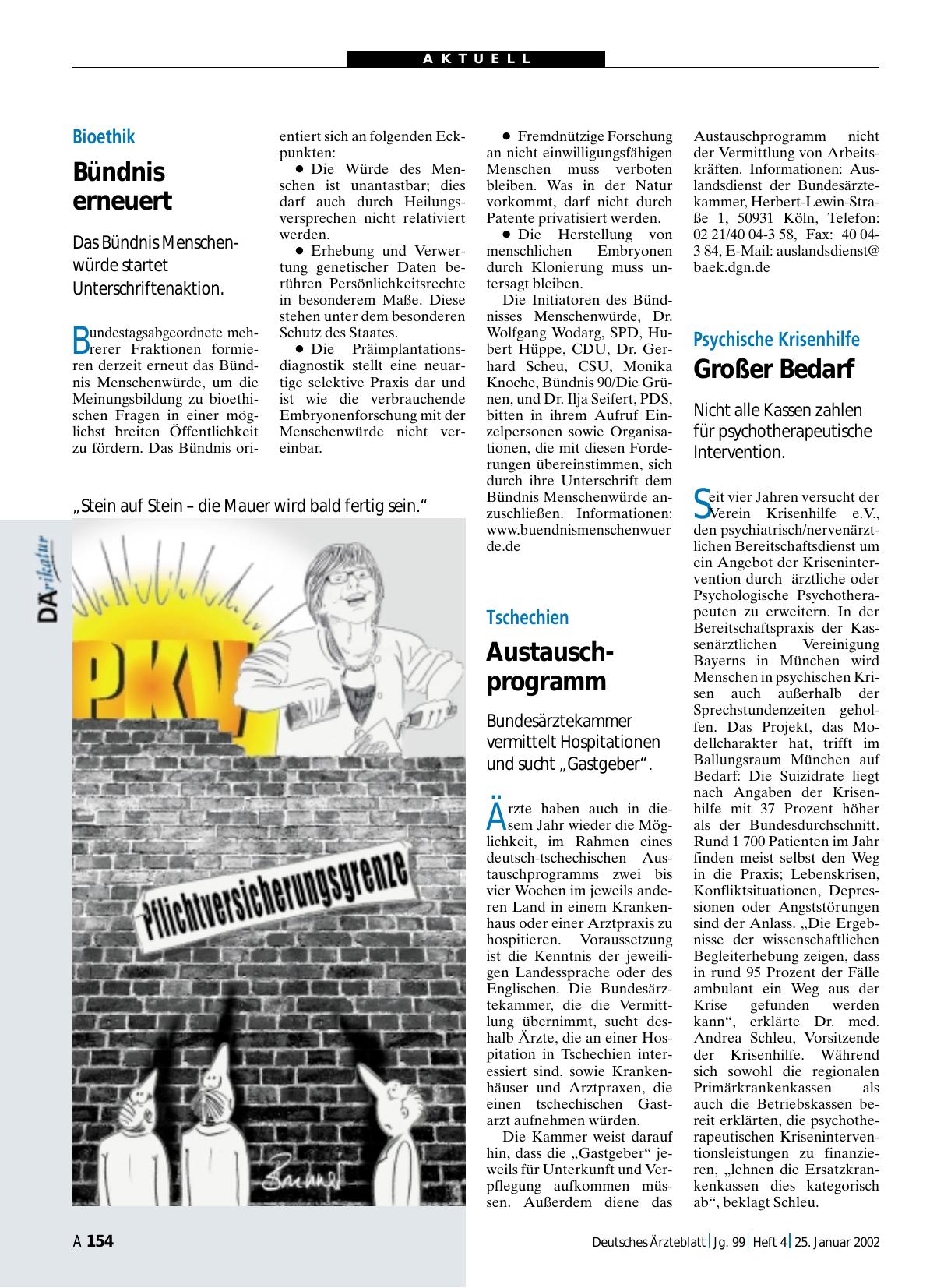 Vorschauseite 1: Bioethik: Bündnis erneuert