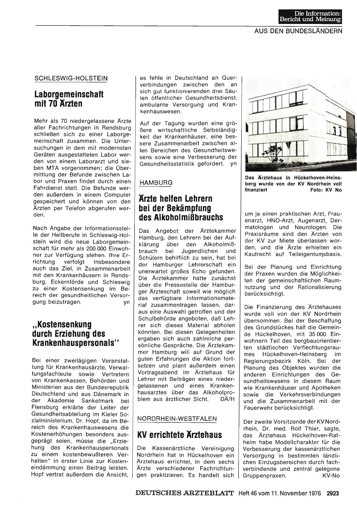 Vorschauseite 1: SCHLESWIG-HOLSTEIN: Laborgemeinschaft mit 70 Ärzten