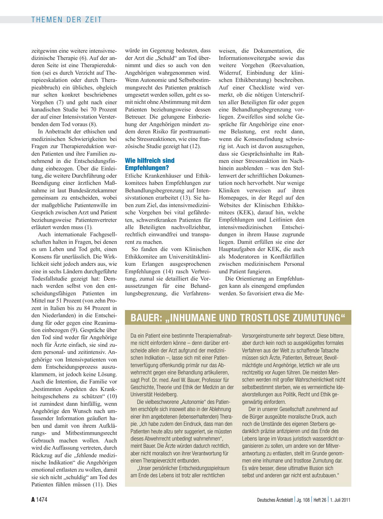 Vorschauseite 2: Therapiebegrenzung bei infauster Prognose: Wann soll das Leben zu Ende gehen?