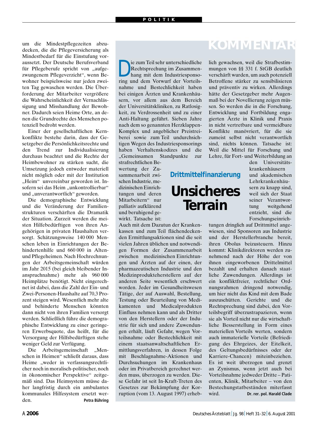 Vorschauseite 1: Drittmittelfinanzierung: Unsicheres Terrain