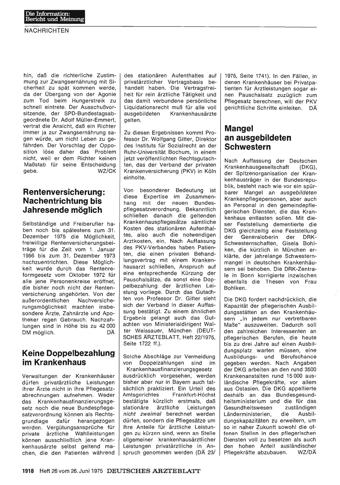 Vorschauseite 1: Mangel an ausgebildeten Schwestern