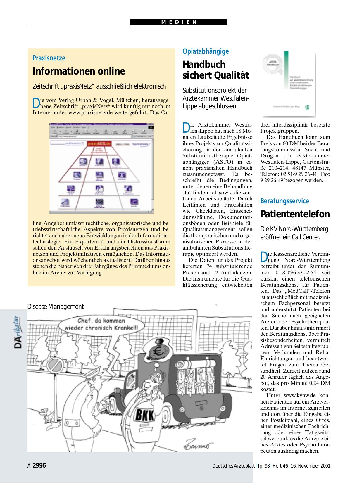 Vorschauseite 1: Praxisnetze: Informationen online