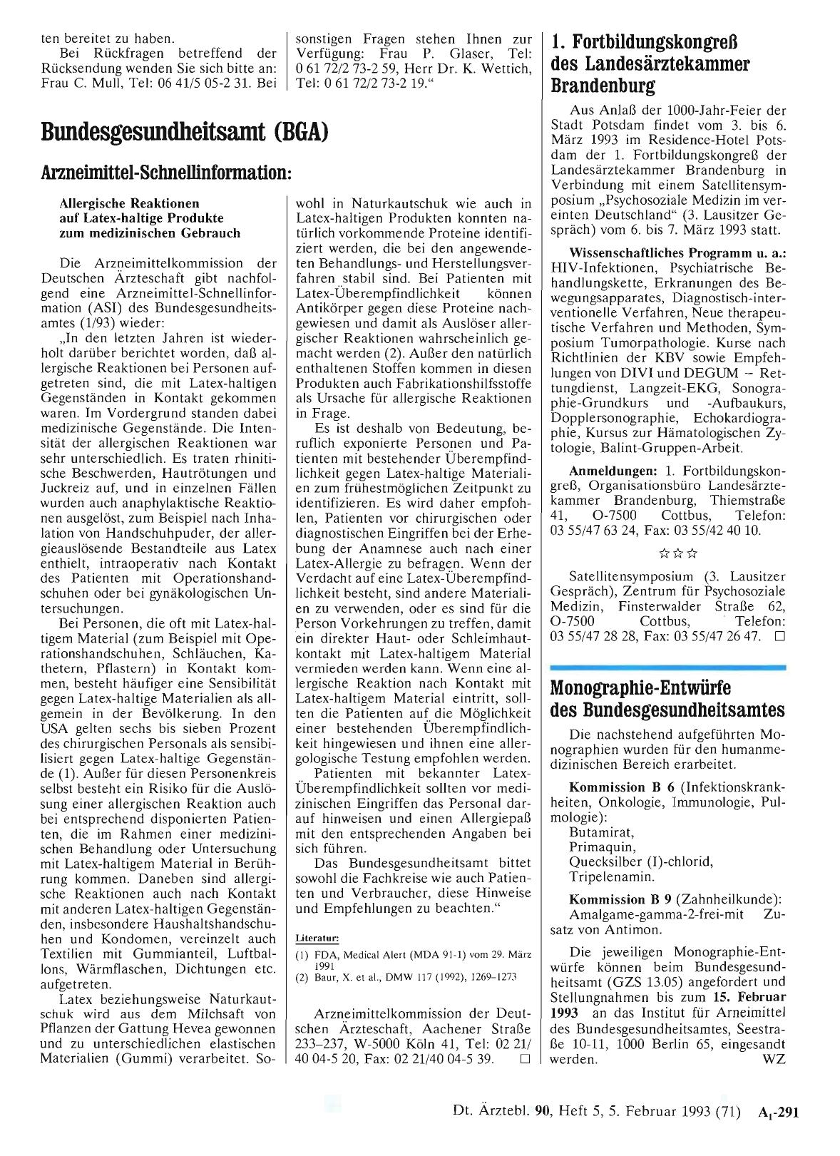 Vorschauseite 1: Monographie-Entwürfe des Bundesgesundheitsamtes