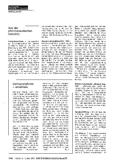 Vorschauseite 1: Aus der pharmazeutischen Industrie