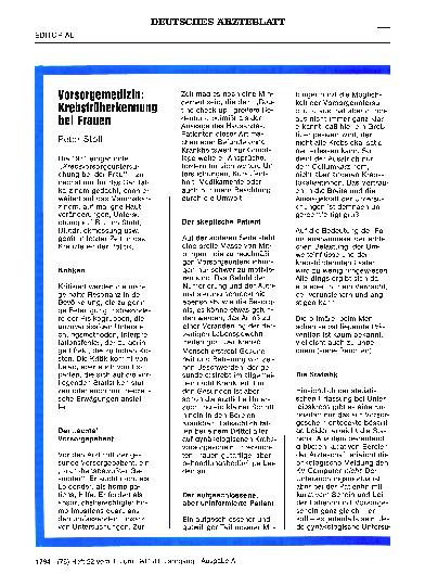 Vorschauseite 1: Vorsorgemedizin: Krebsfrüherkennung bei Frauen