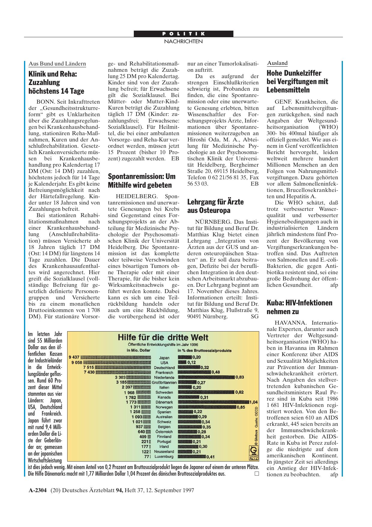 Vorschauseite 1: Aus Bund und Ländern – Klinik und Reha: Zuzahlung höchstens 14 Tage