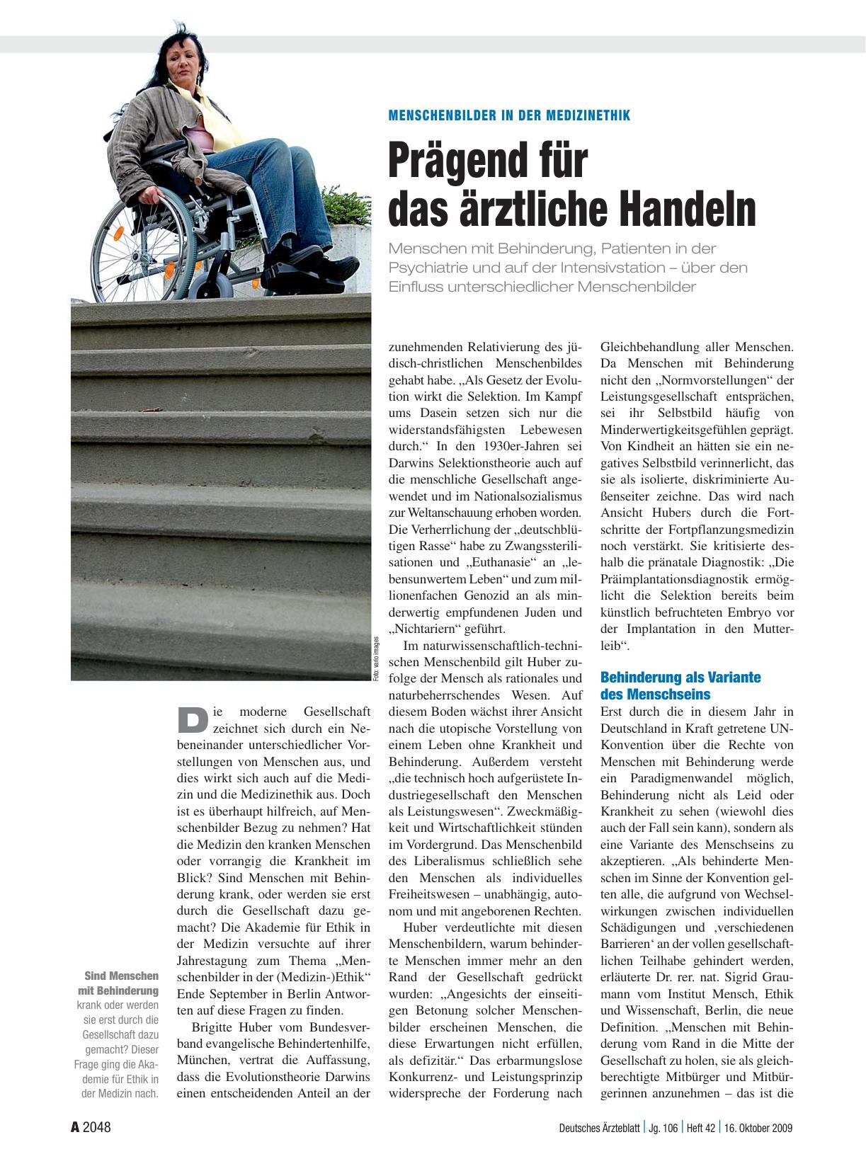 Vorschauseite 1: Menschenbilder in der Medizinethik: Prägend für das ärztliche Handeln