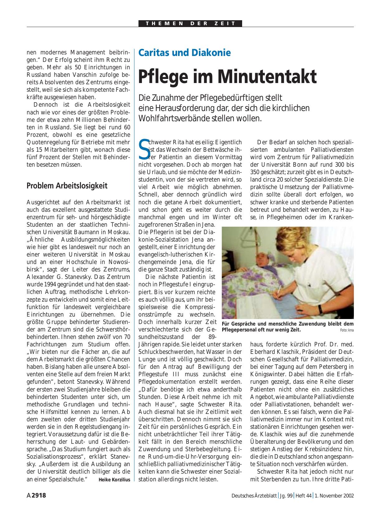 Vorschauseite 1: Caritas und Diakonie: Pflege im Minutentakt