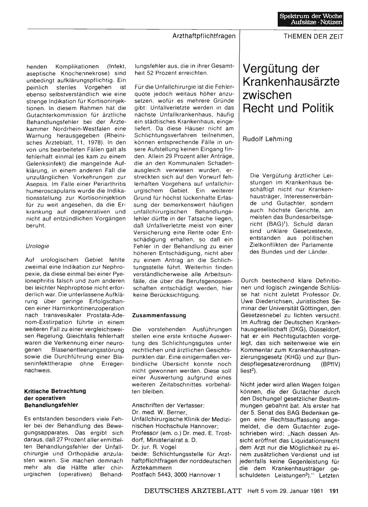 Vorschauseite 1: Vergütung der Krankenhausärzte zwischen Recht und Politik
