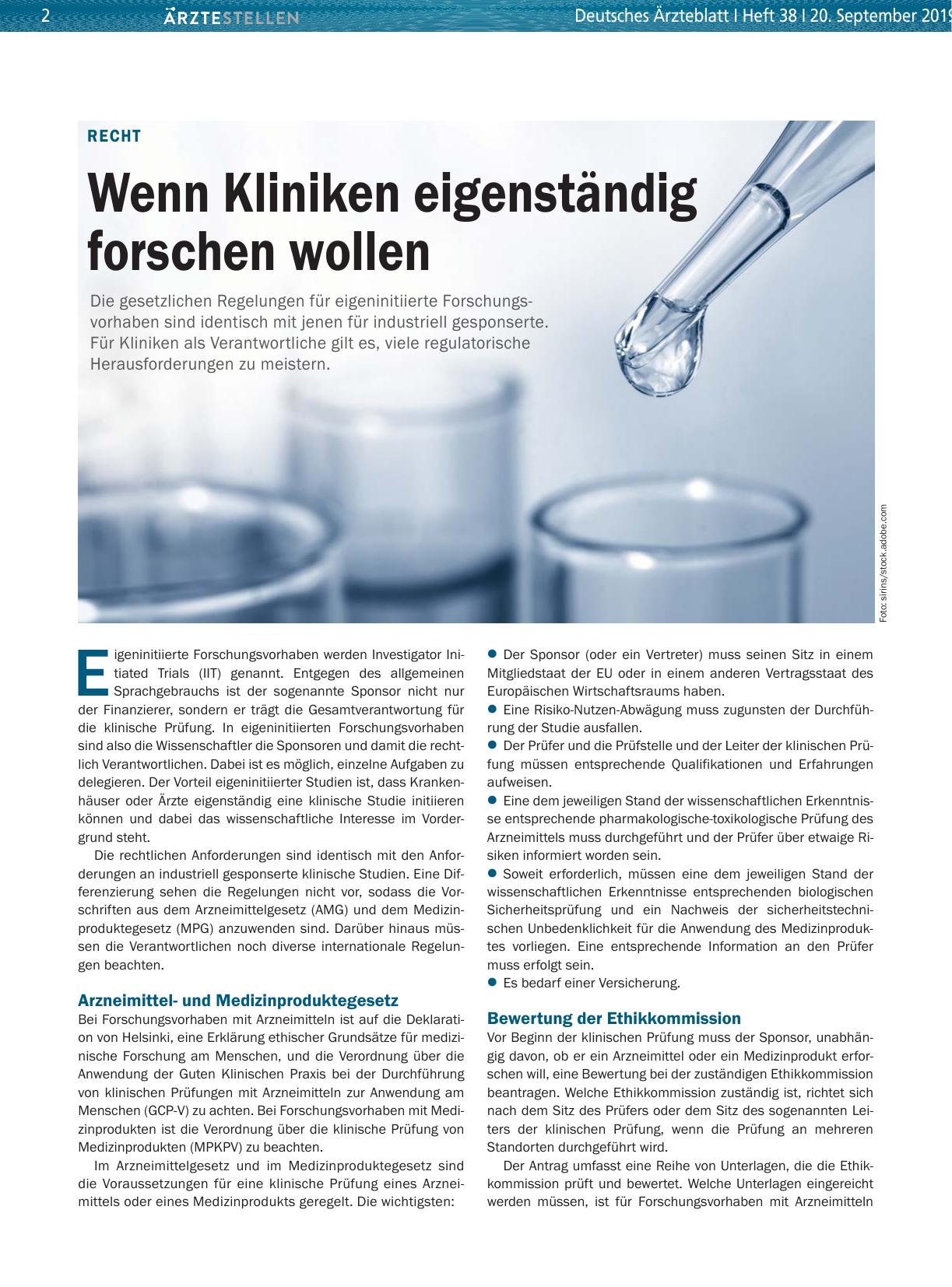 Vorschauseite 1: Recht: Wenn Kliniken eigenständig forschen wollen