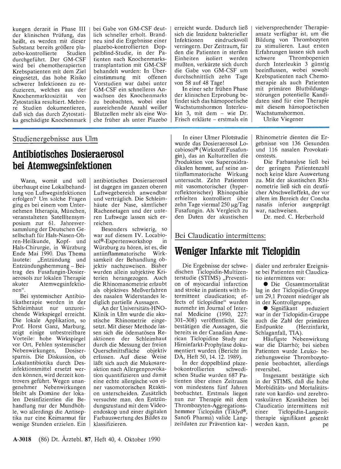 Vorschauseite 1: Bei Claudicatio intermittens: Weniger Infarkte mit Ticlopidin
