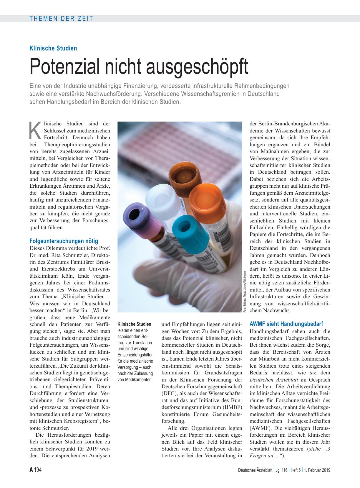 Vorschauseite 1: Klinische Studien: Potenzial nicht ausgeschöpft