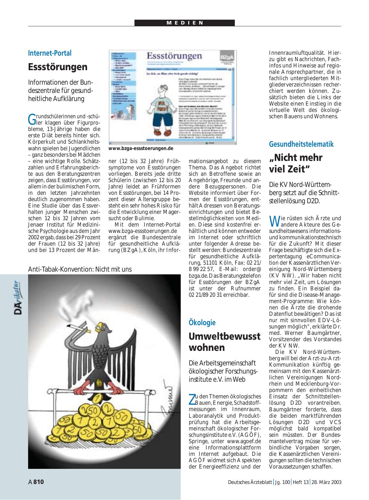 Vorschauseite 1: Internet-Portal: Essstörungen