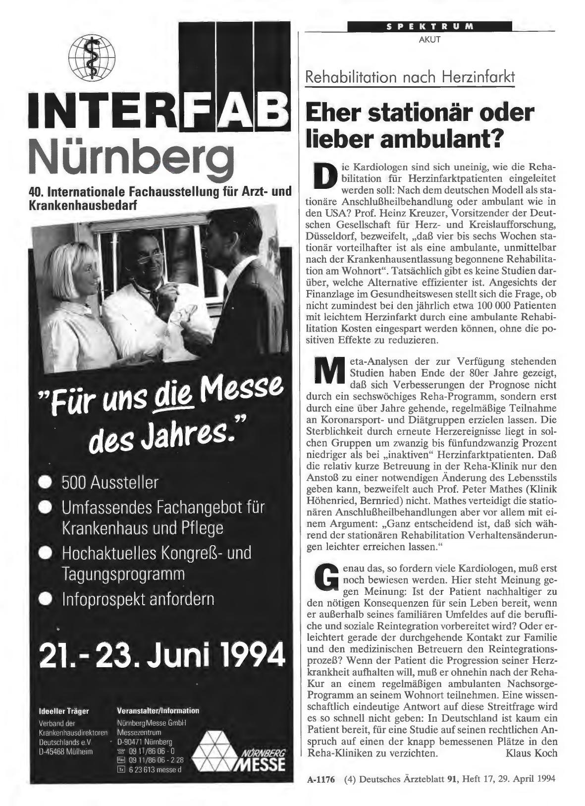 Vorschauseite 1: Rehabilitation nach Herzinfarkt: Eher stationär oder lieber ambulant?