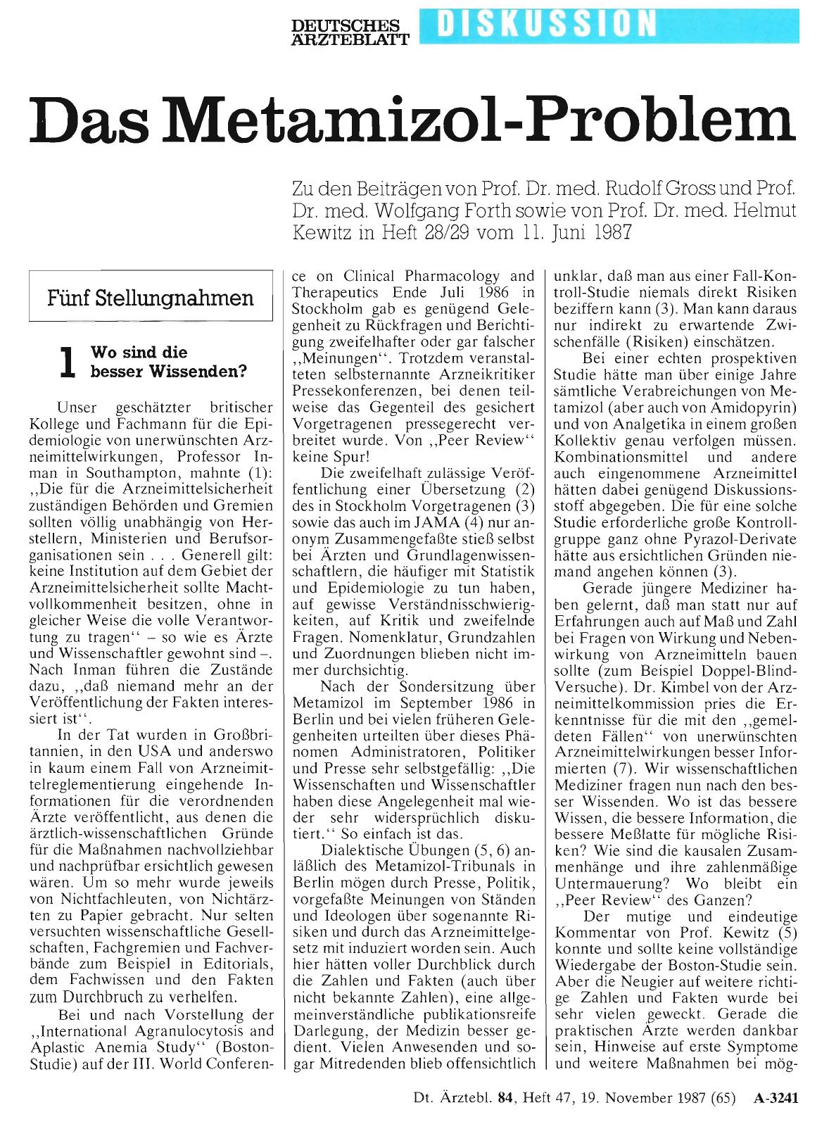 Vorschauseite 1: Das Metamizol-Problem: Wo sind die besser Wissenden?