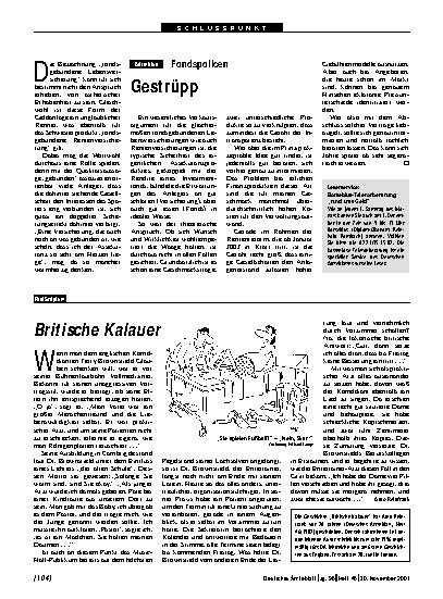 Vorschauseite 1: Post Scriptum: Britische Kalauer