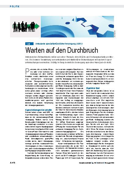Vorschauseite 1: Ambulante spezialfachärztliche Versorgung (ASV) I: Warten auf den Durchbruch