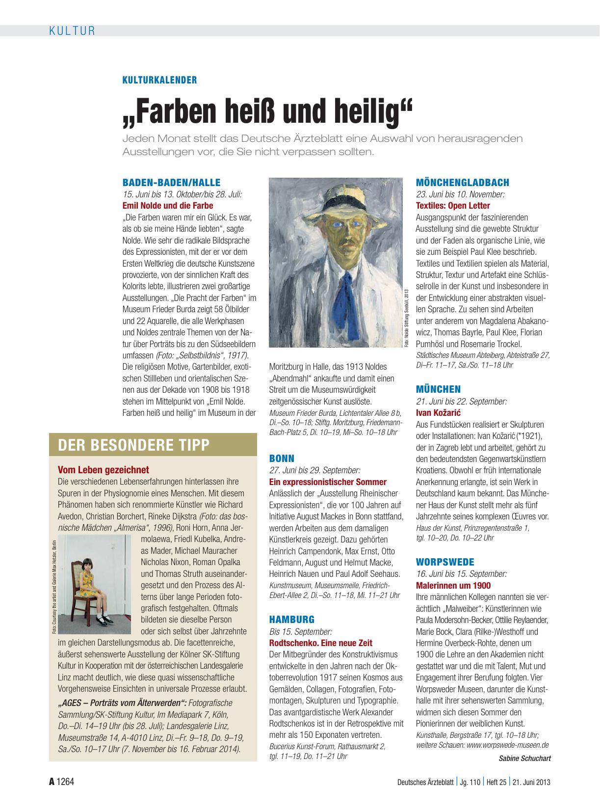 Vorschauseite 1: Kulturkalender: „Farben heiß und heilig“