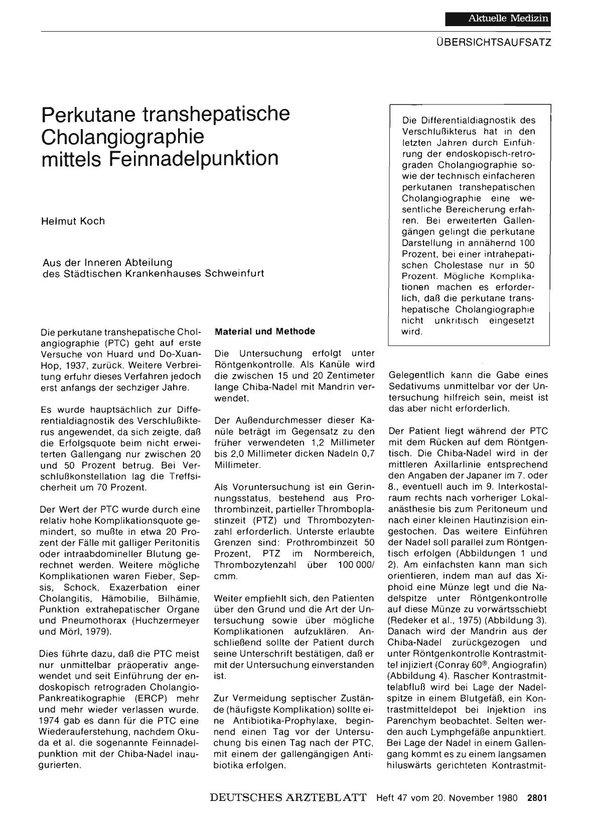 Vorschauseite 1: Perkutane transhepatische Cholangiographie mittels Feinnadelpunktion