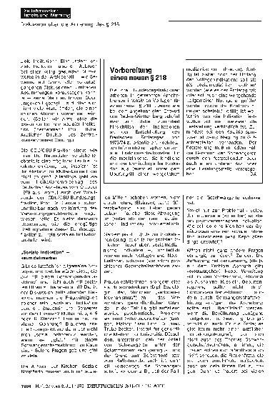 Vorschauseite 1: Vorbereitung eines neuen § 218