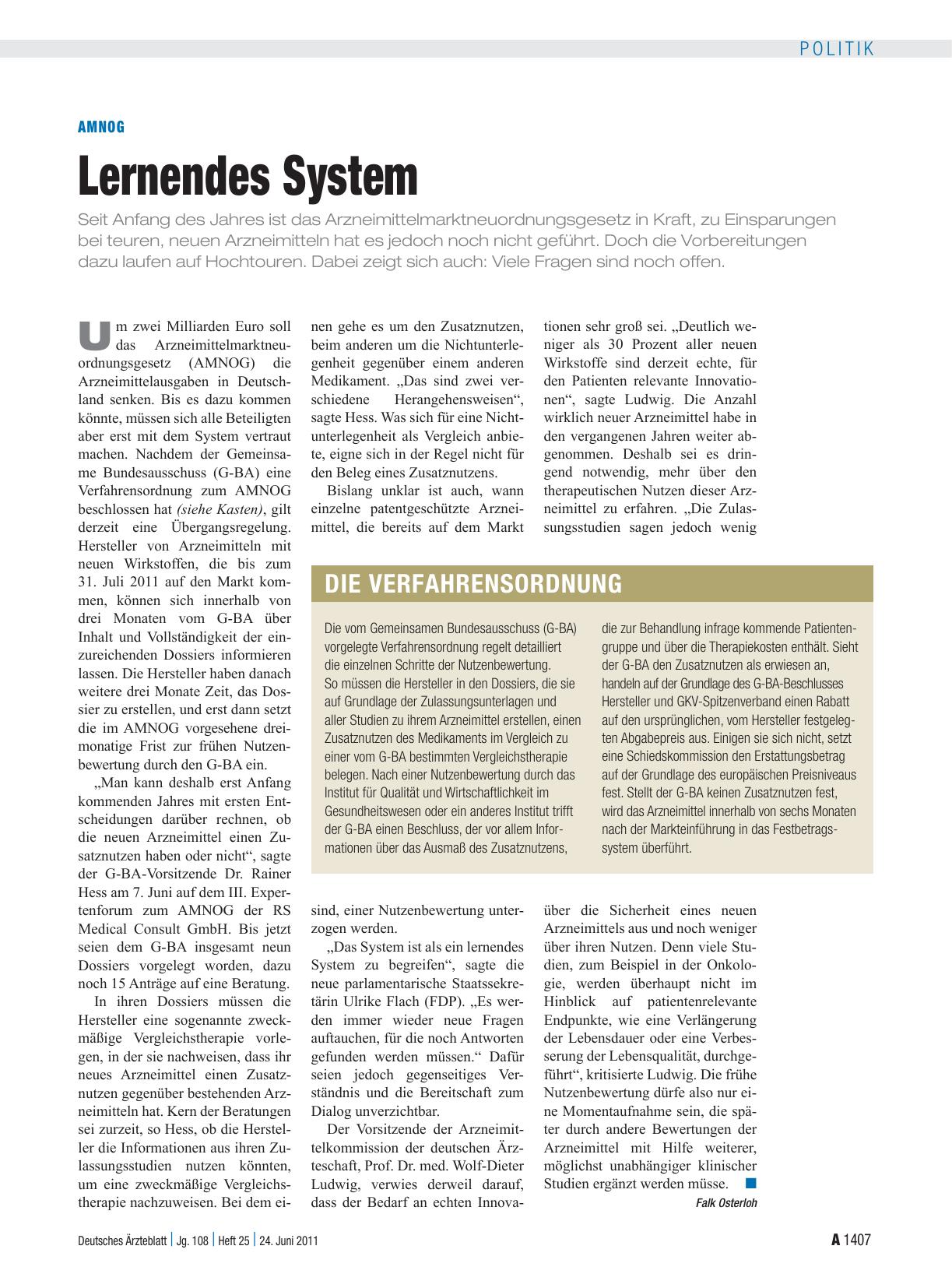 Vorschauseite 1: AMNOG: Lernendes System