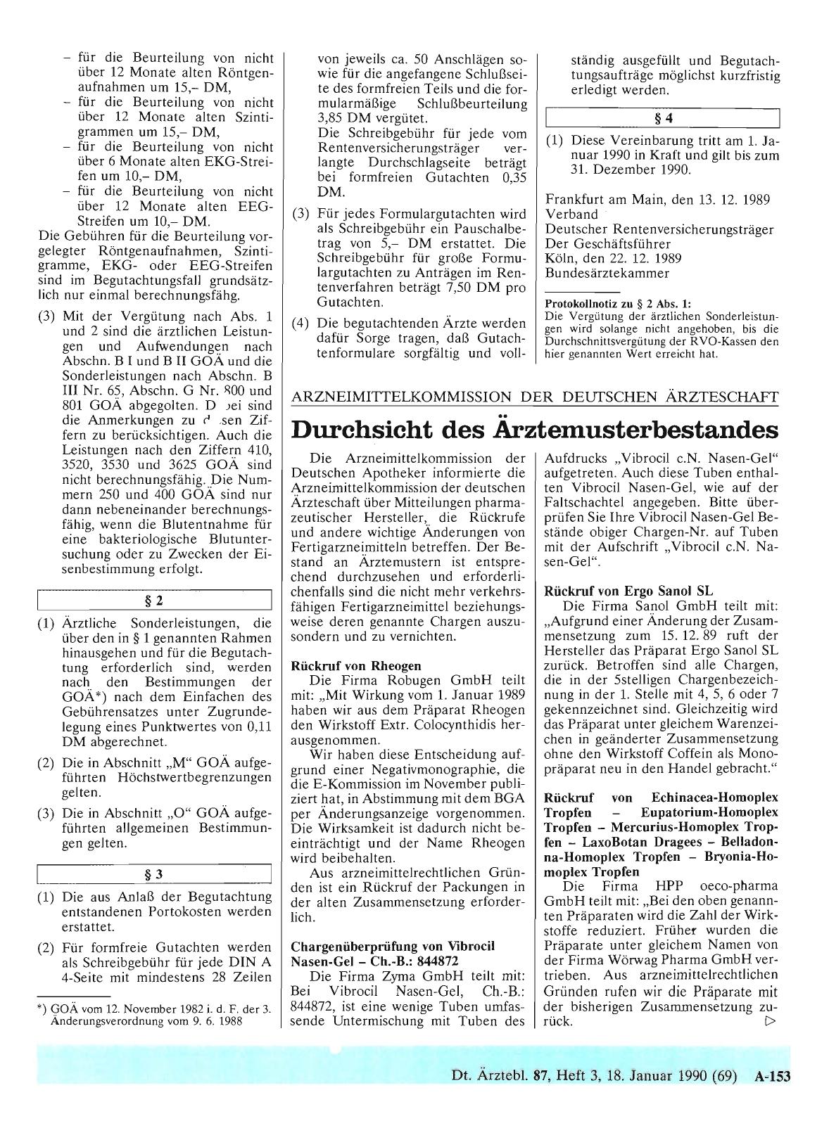 Vorschauseite 1: ARZNEIMITTELKOMMISSION DER DEUTSCHEN ÄRZTESCHAFT: Durchsicht des Ärztemusterbestandes