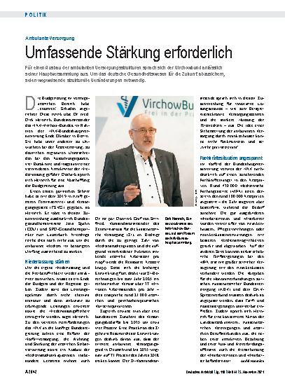 Vorschauseite 1: Ambulante Versorgung: Umfassende Stärkung erforderlich