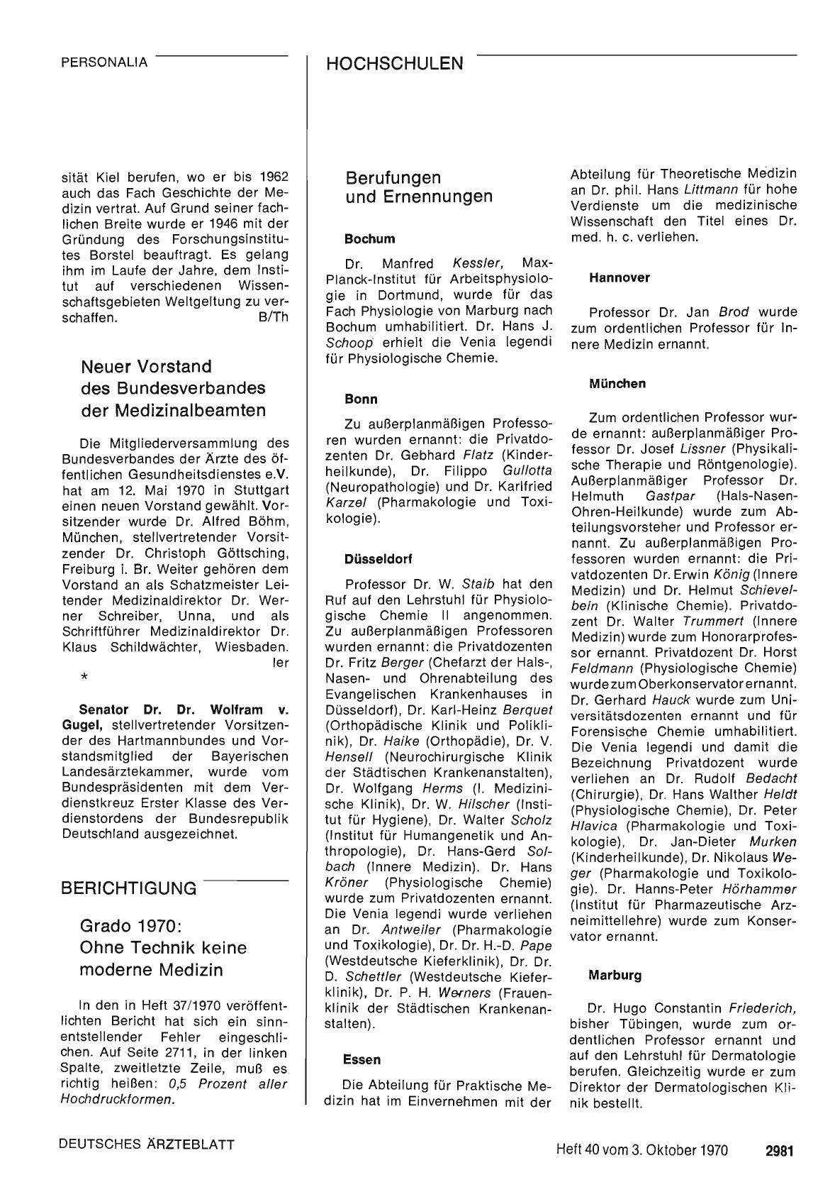 Vorschauseite 1: Grado 1970: Ohne Technik keine moderne Medizin