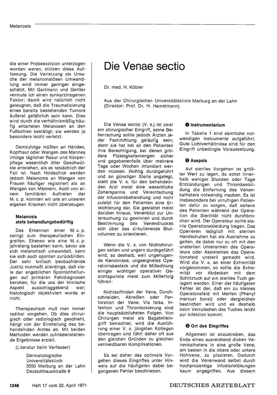 Vorschauseite 1: Die Venae sectio