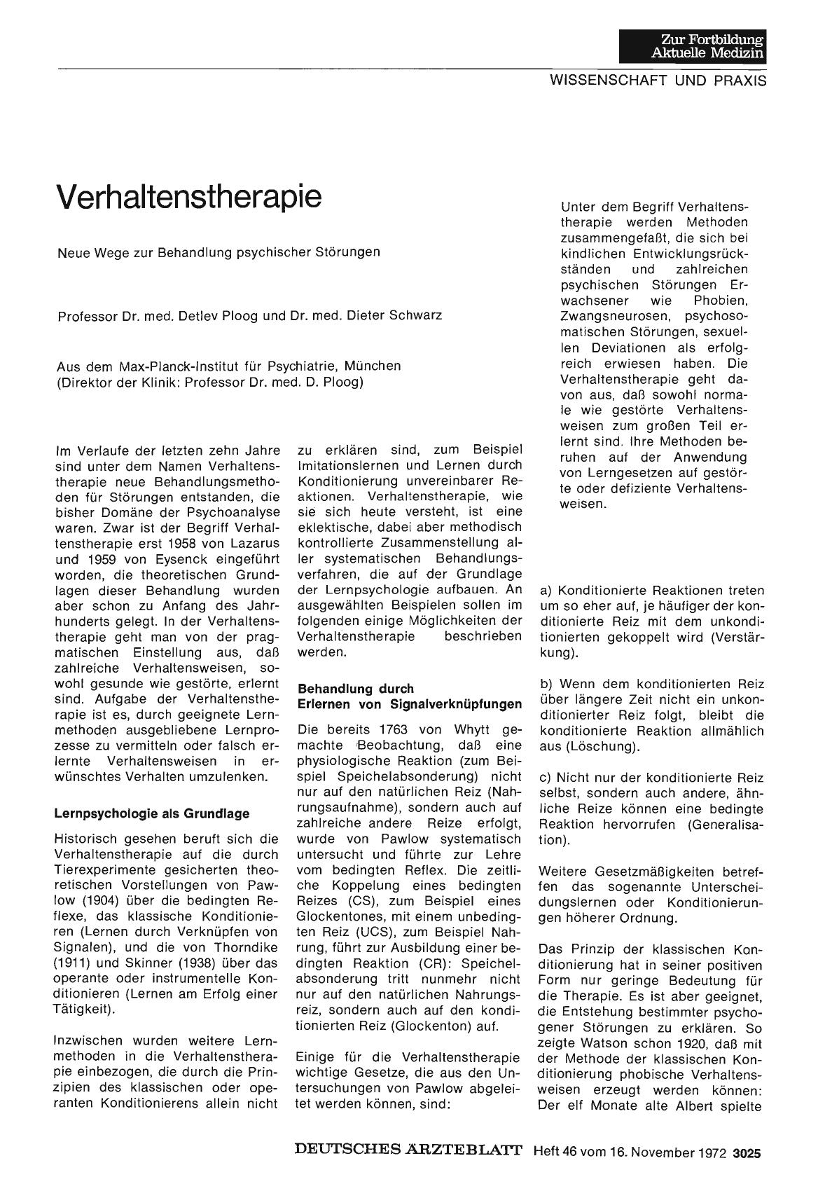 Vorschauseite 1: Verhaltenstherapie: Neue Wege zur Behandlung psychischer Störungen