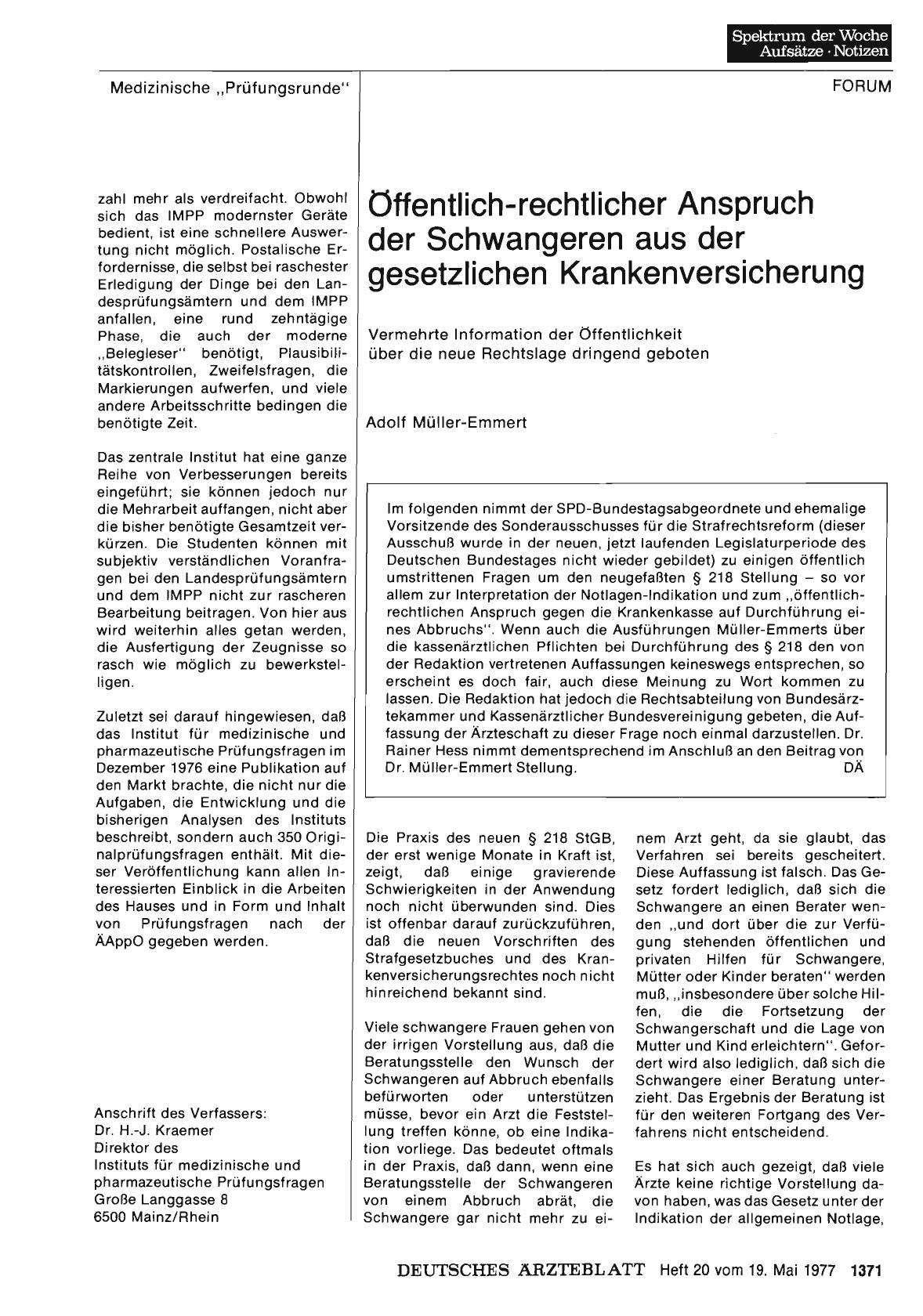 Vorschauseite 1: öffentlich-rechtlicher Anspruch der Schwangeren aus der gesetzlichen Krankenversicherung: Vermehrte Information der Öffentlichkeit über die neue Rechtslage dringend geboten